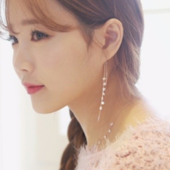 .925 Sterling Silver Long Chain Crystals Rhineston - Picture 5 of 5